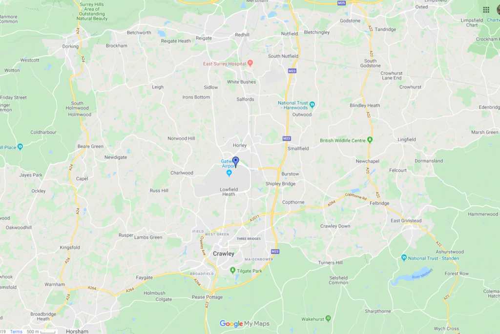 Location of Gatwick Escorts