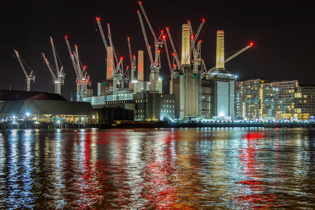 Battersea power station in the night, London
