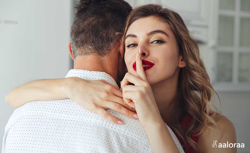 Woman and man in embrace